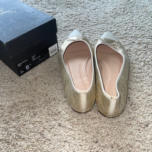 J.Crew Gemma Cap-toe Flats in Metallic Gold Sz 8.5 Gently Loved w/Box - Picture 7 of 12